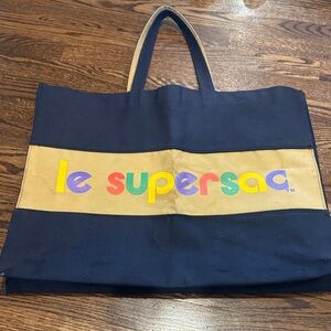 VTG Le Sac ‘Le Supersac’ extra large tote in Navy and Tan